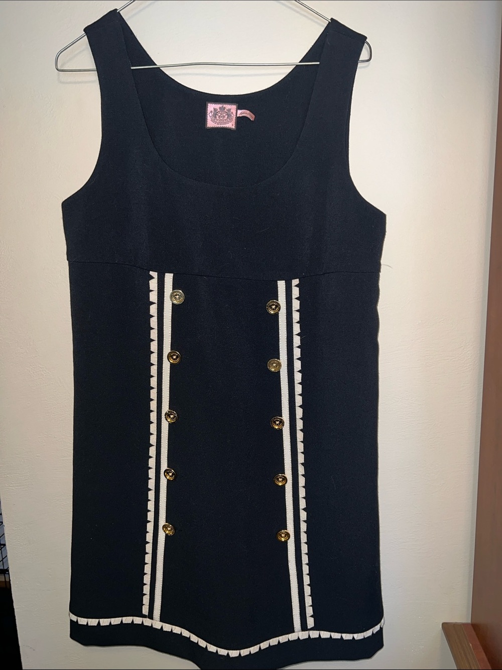 Juicy Couture Black  Dress with White Trim and Gold Buttons